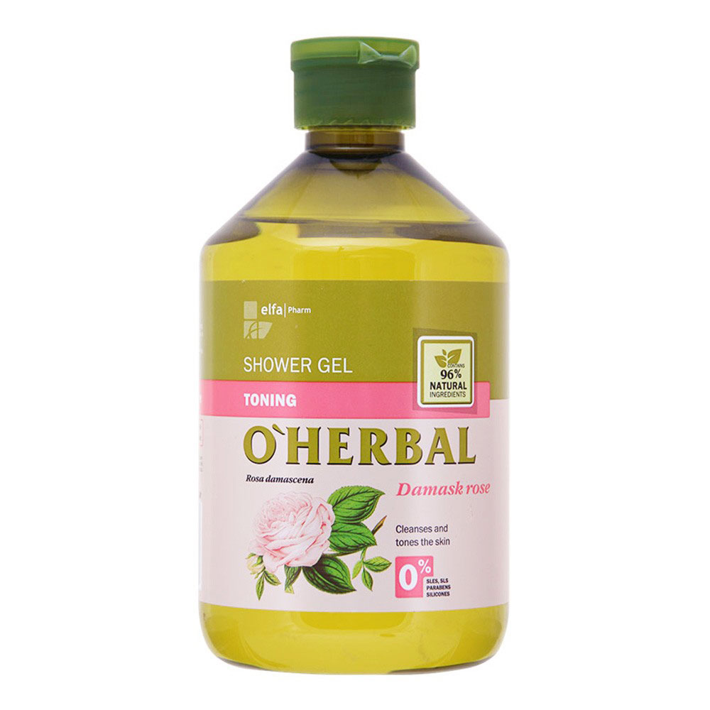 Тонізувальний гель для душу O'Herbal з екстрактом дамаської троянди, 500 мл